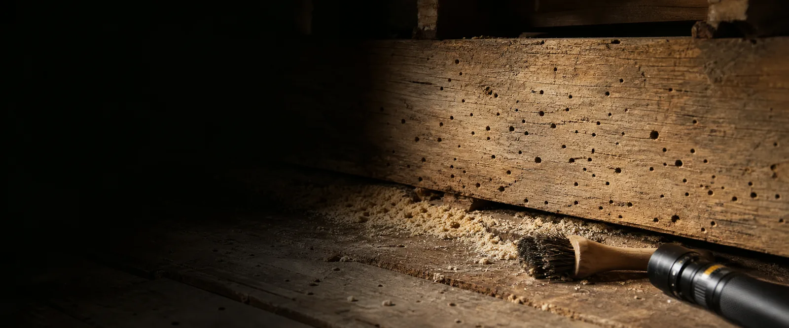 Example of woodworm treatment to structural timbers in Wellingborough