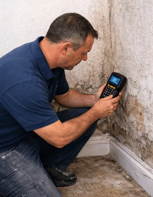 Professional rising damp treatment being carried out